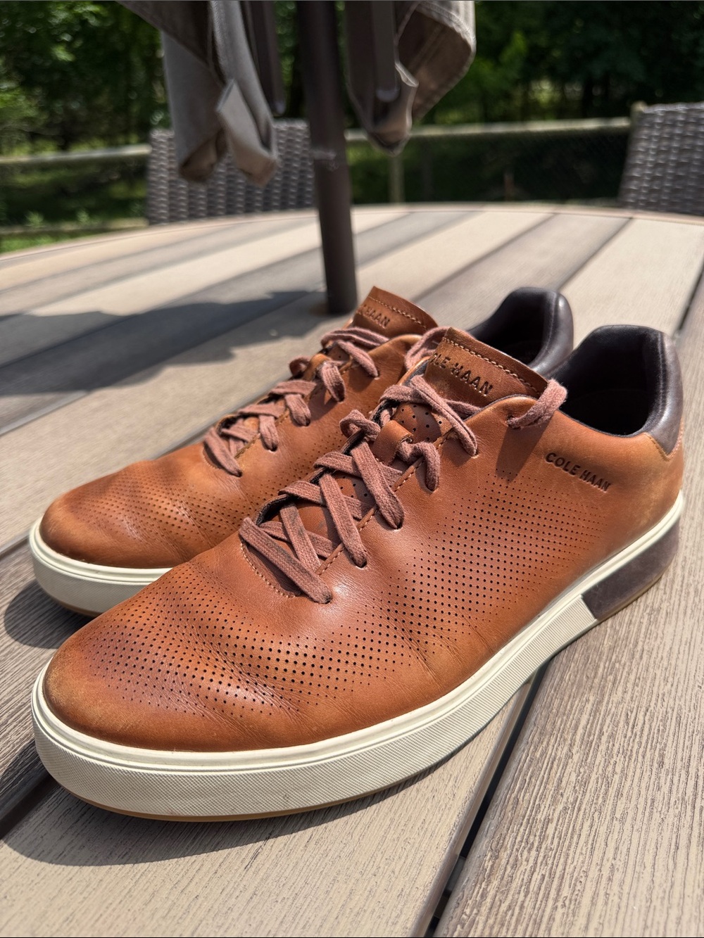 Cole Haan GrandPro AngleAce Mens British Tan Leather Perforated Sneakers 11.5